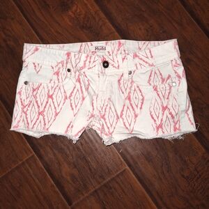 Mudd Pink and White Jean Shorts